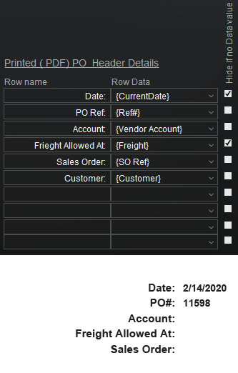 Purchase Order Header Purchase Order Header