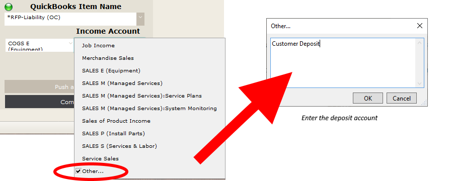 Choose the Other... Income Account Choose the Other... Income Account