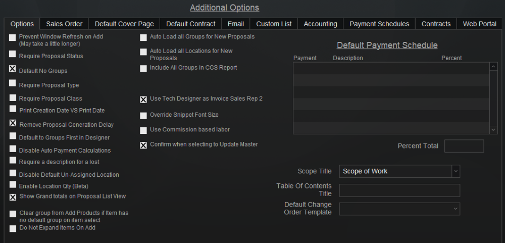 Proposal Options Proposal Options