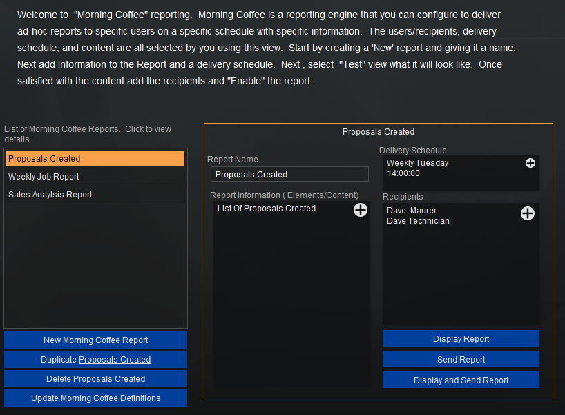Morning Coffee Settings Morning Coffee Settings