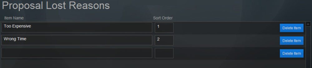 Pop Up List: Proposal Lost Pop Up List: Proposal Lost