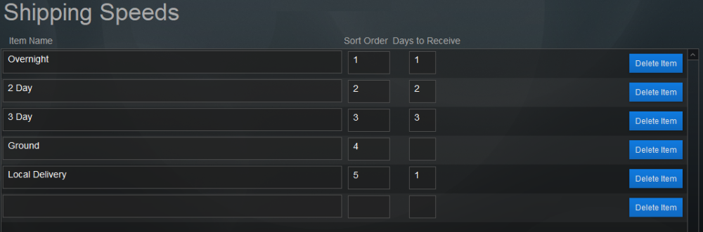 Pop Up List: Shipping Speeds Pop Up List: Shipping Speeds
