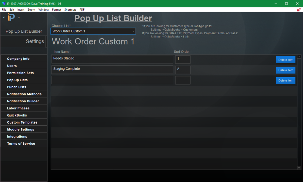 Work Order Custom 1 & 2 - iPoint Control - 1