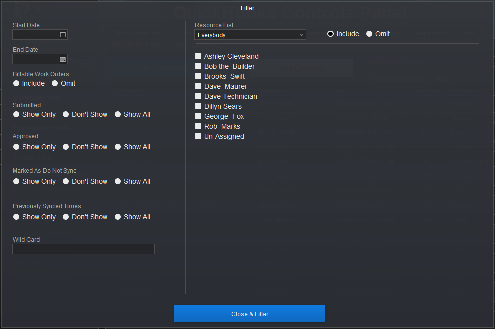 Time List Filters Time List Filters
