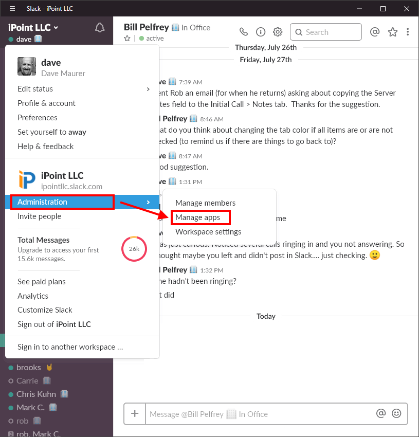 Slack Administer and Manage Apps