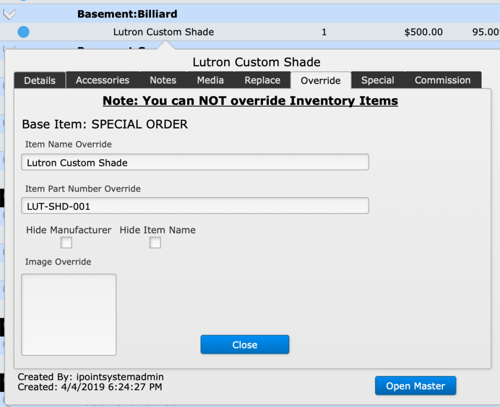 Special Order - Override Special Order - Override