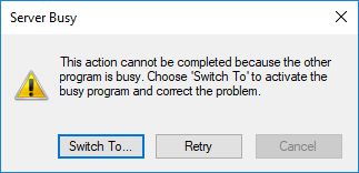 Server Busy error Server Busy error