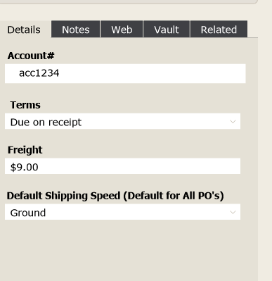 Vendors Details Tab Vendors Details Tab