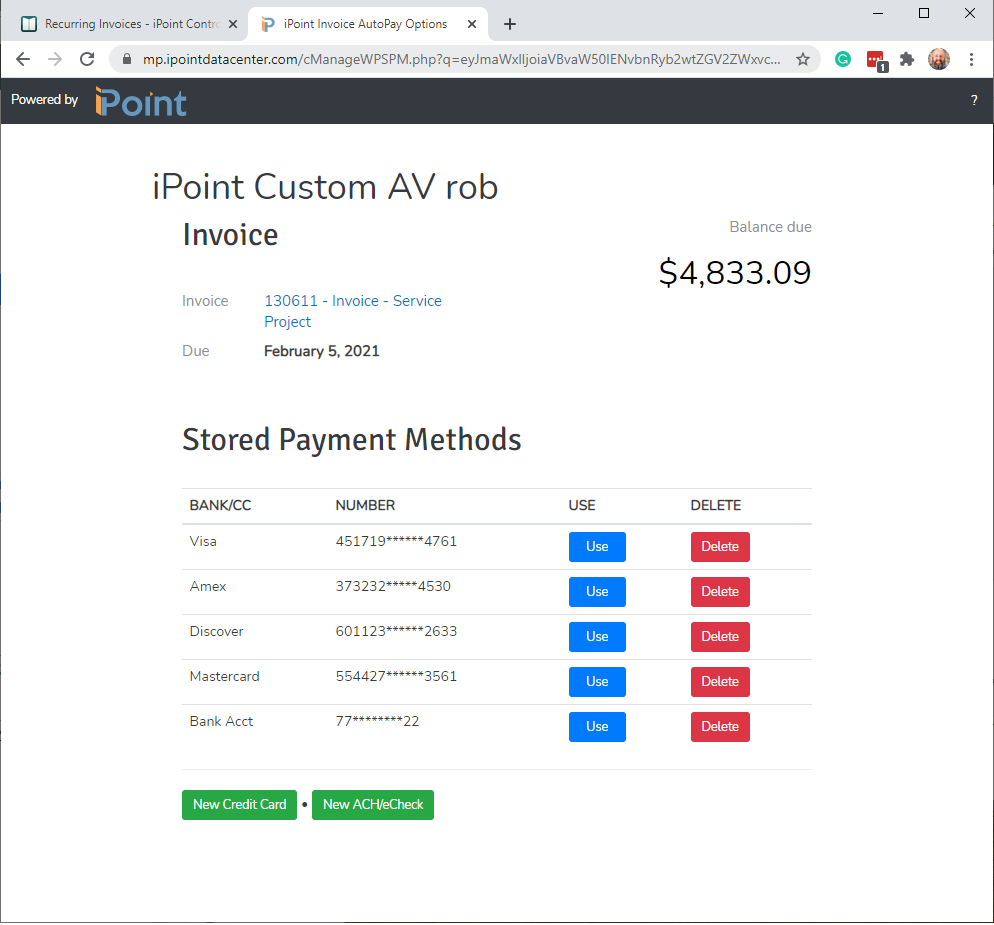 Web Portal Stored Payment Methods Web Portal Stored Payment Methods