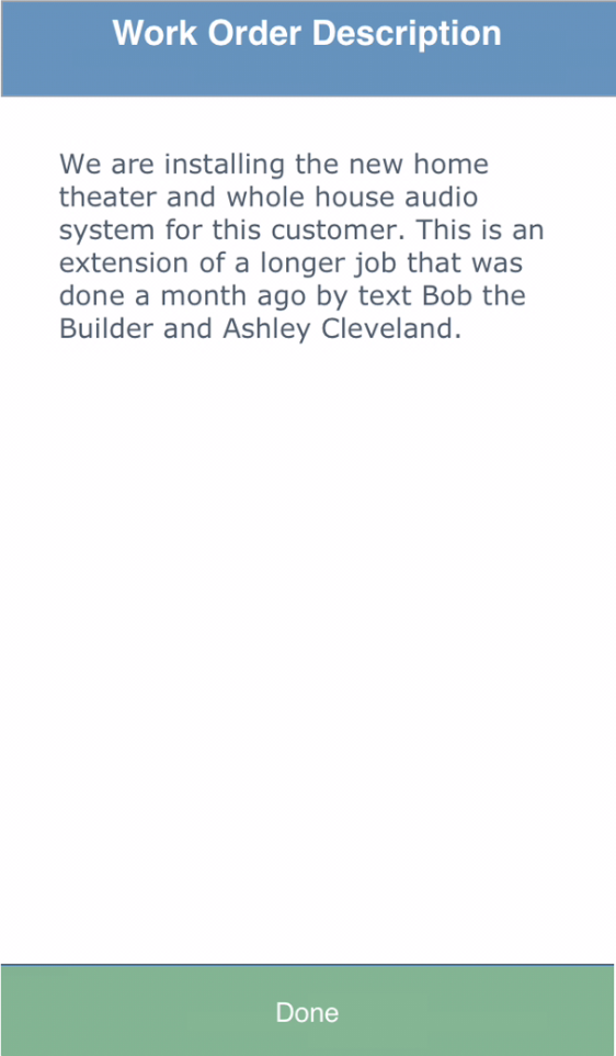 Mobile Work Order Description Mobile Work Order Description