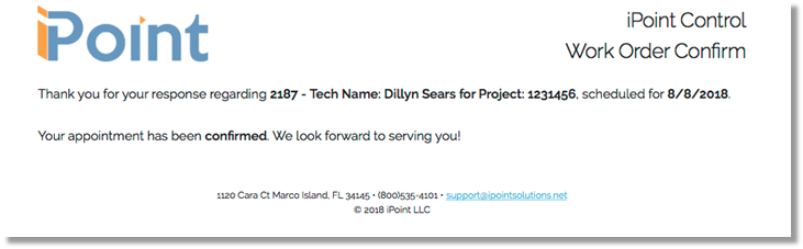Customer Work Order Notice: Confirmation