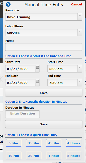 Work Order Manual Time Entry Work Order Manual Time Entry