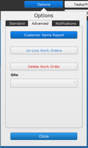 Work Order Advanced Options Work Order Advanced Options