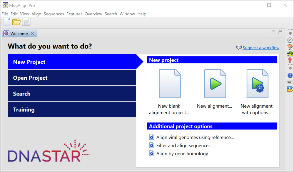 Welcome screen - User Guide to MegAlign Pro - 18.0