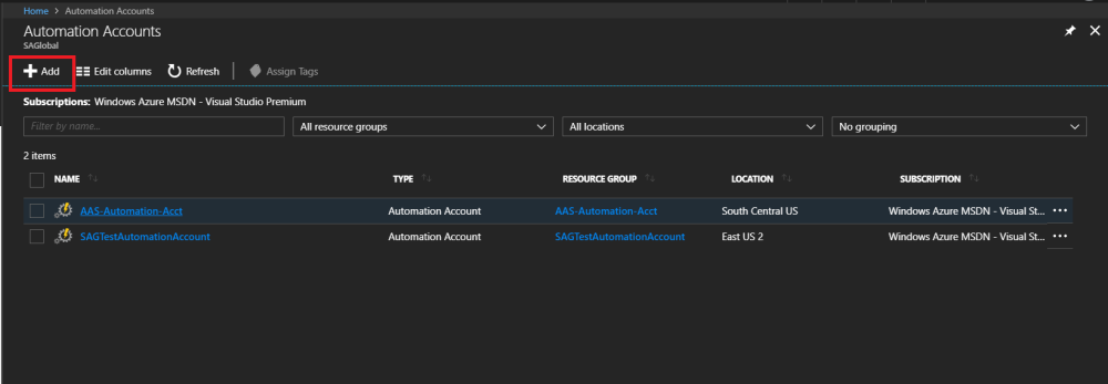 Automation Accounts