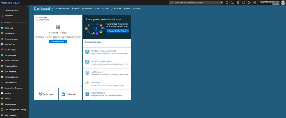 Azure Dashboard