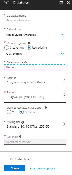 Create an Azure SQL DB