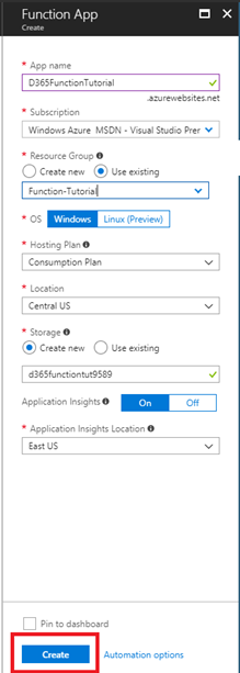 Create Function App
