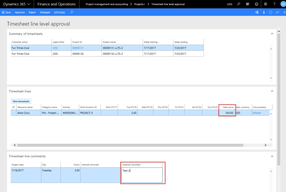 Timesheet Line Level Approval