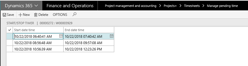 Manage Pending Time Edit Timer Details