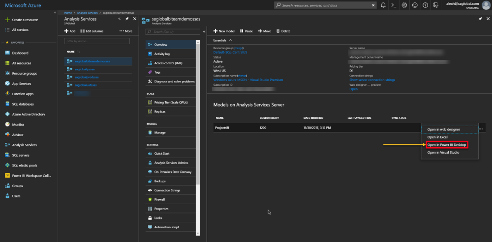 Models on Analysis Services Server