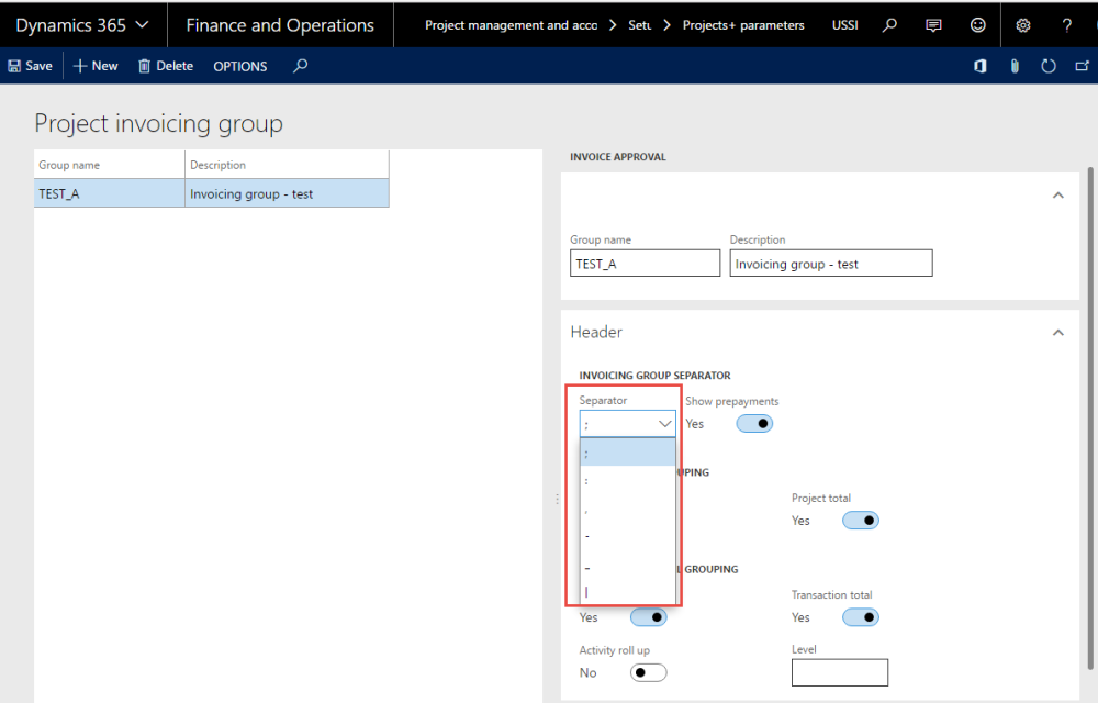 Project Invoice Grouping