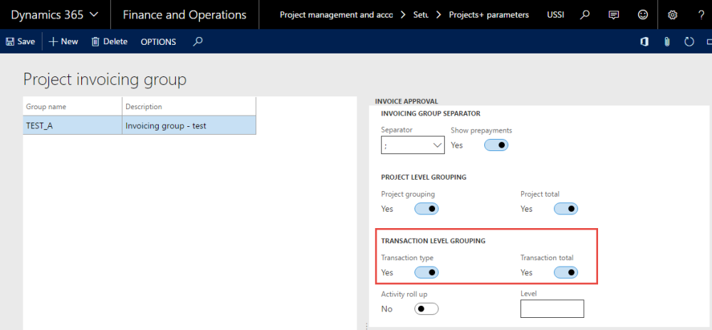 Project Invoice Grouping