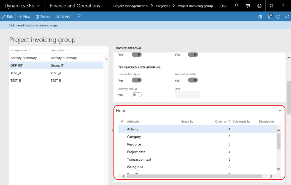 Project Invoice Grouping