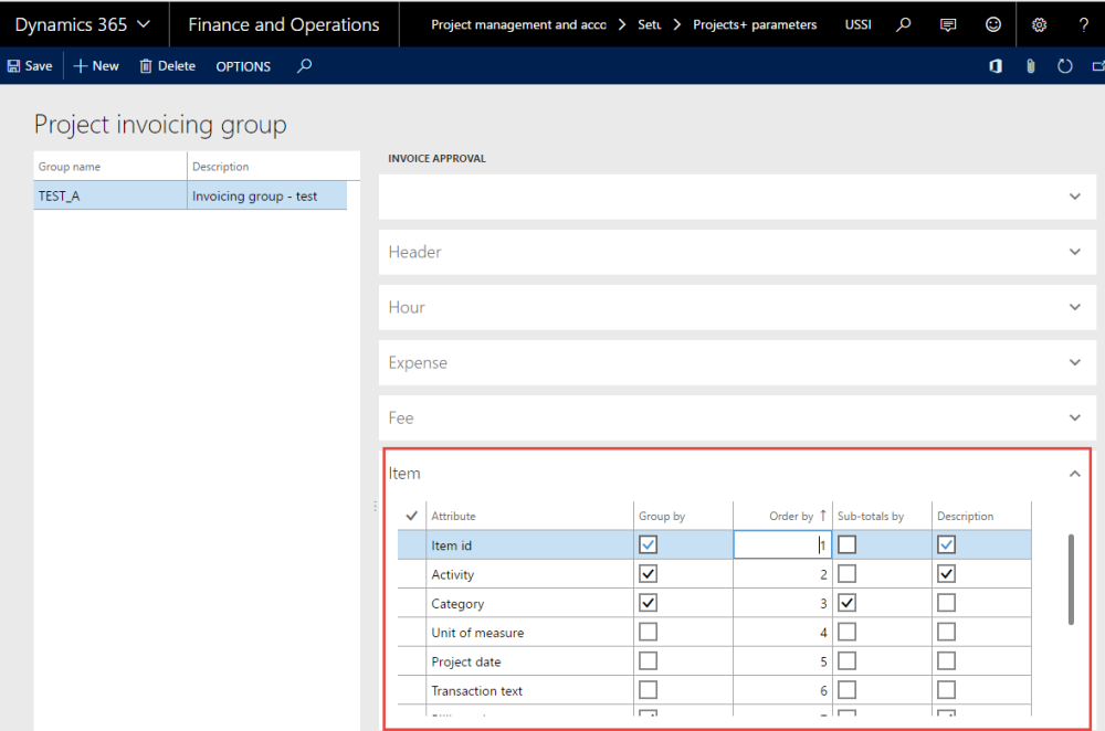 Project Invoice Grouping