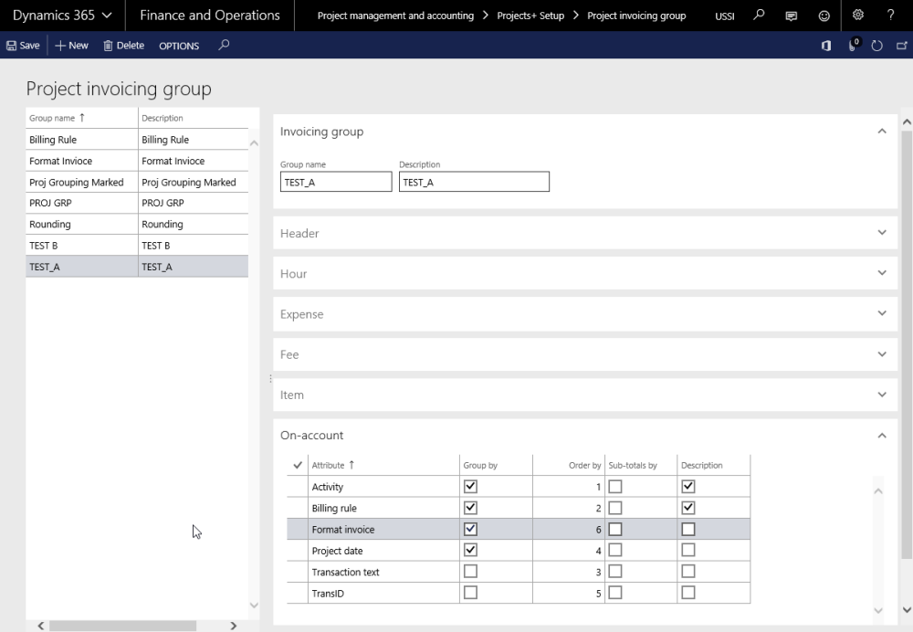 Project Invoice Grouping