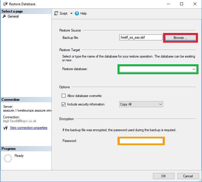Restore Database Dialog