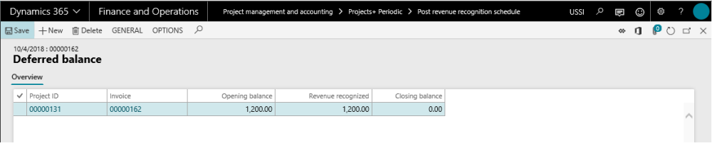 Revenue Recognition Balance