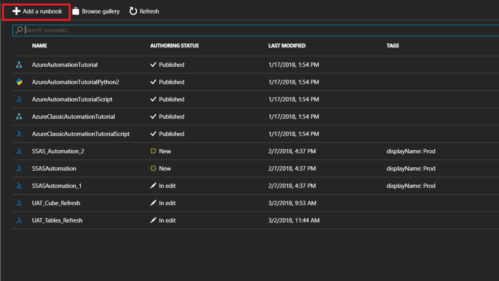 Process Automation Runbooks