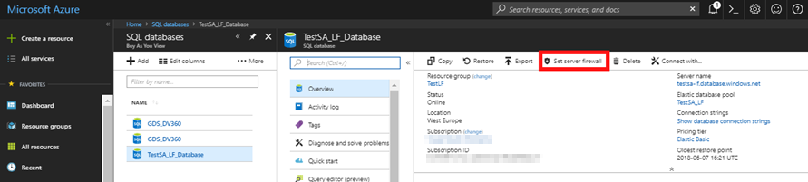 Server Level Firewall Button Location