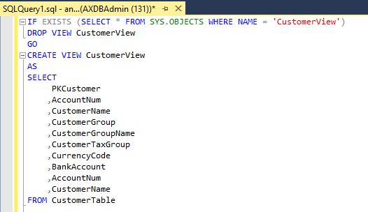 SQL Query example for creating view SQL Query example for creating view