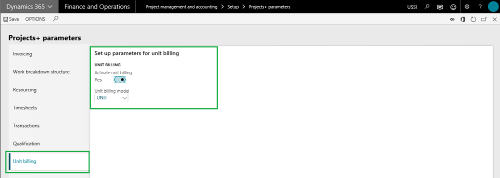 Unit Billing Parameter