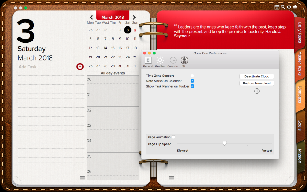 General settings Opus One General settings Opus One