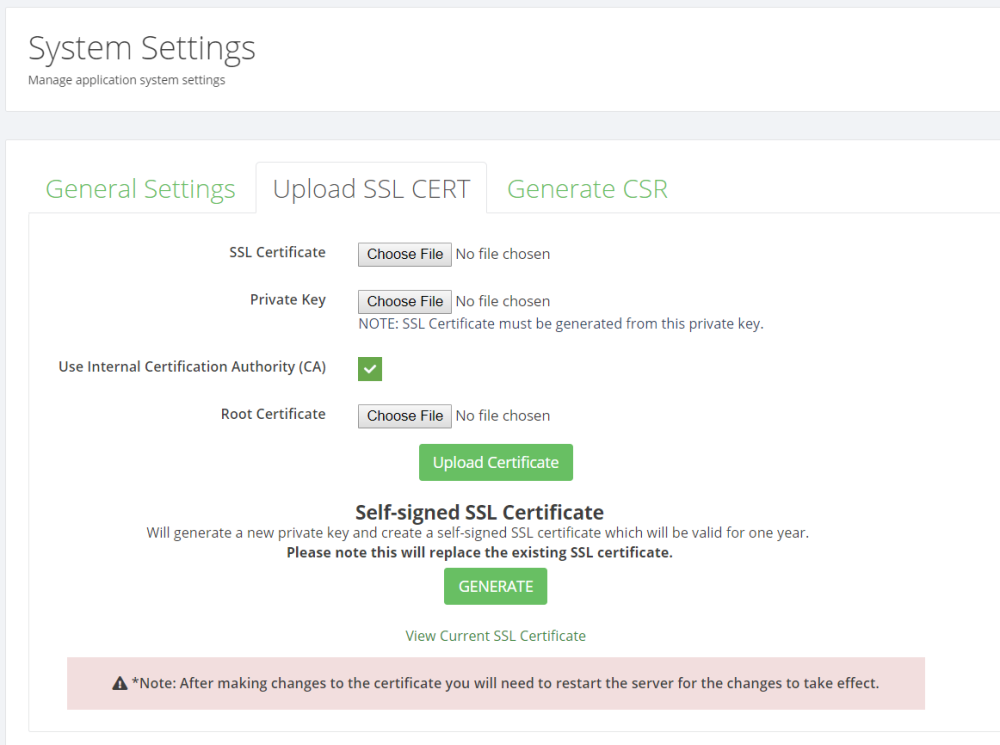 Certificate and Private Key Upload Certificate and Private Key Upload
