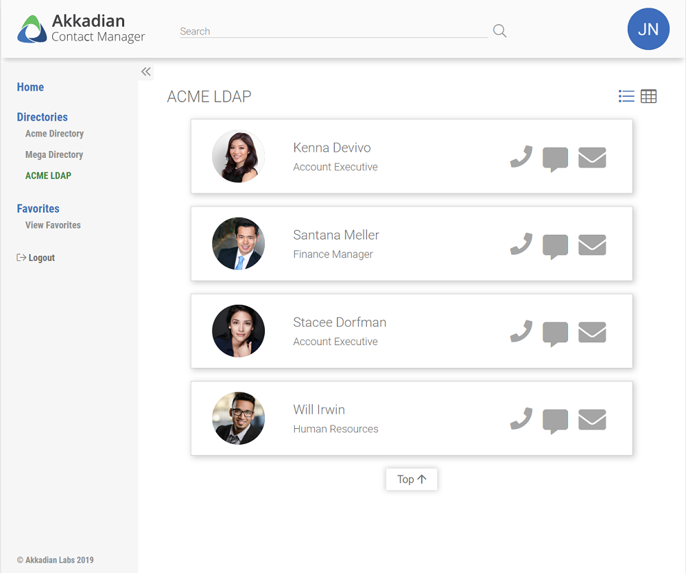 Contacts Web Display