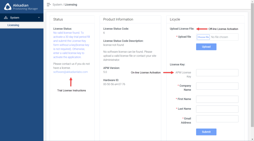 Logging in for the First Time Akkadian Provisioning Manager