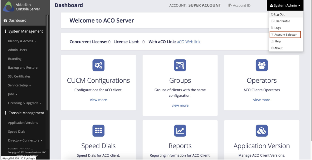 4.4.1.1 Managing as System Admin - Akkadian Console Server - 5.1.1