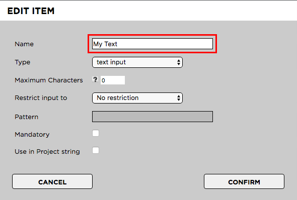 Modifying a Text Input Field - Strawberry Manuals - Version 6.4