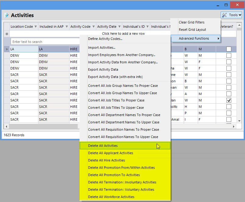 Delete Activities Delete Activities