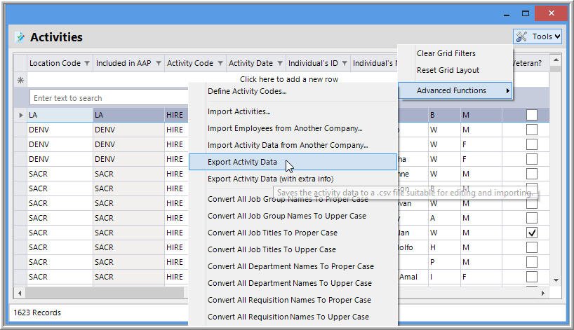 Export Activities Data Export Activities Data
