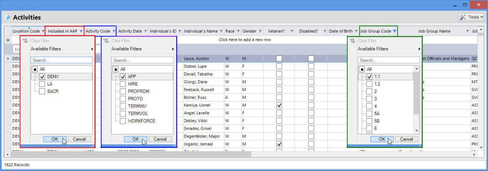 Filter Activities Filter Activities