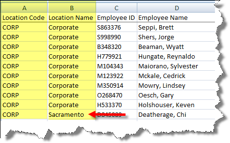 Inconsistent Location Name in Location Code