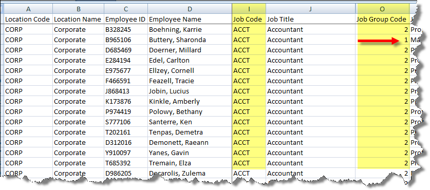 Job Code v Job Group Code