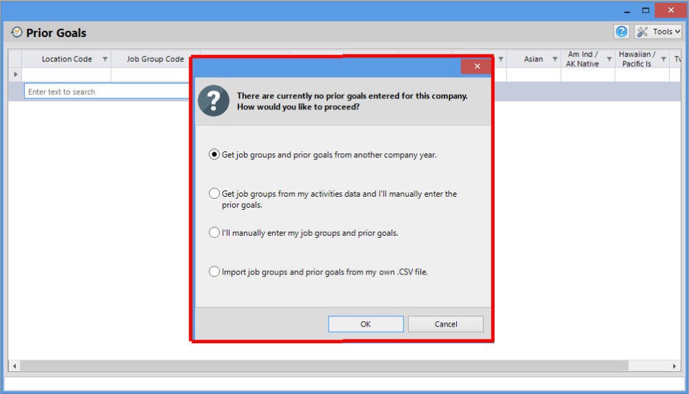 Prior Goals Popup Prior Goals Popup