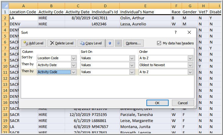 Sort Exported Data Sort Exported Data