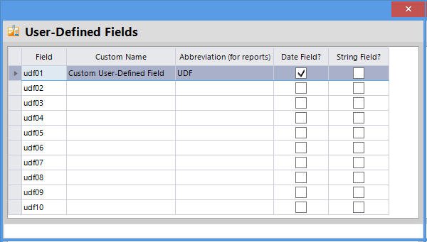 User-Defined Fields User-Defined Fields